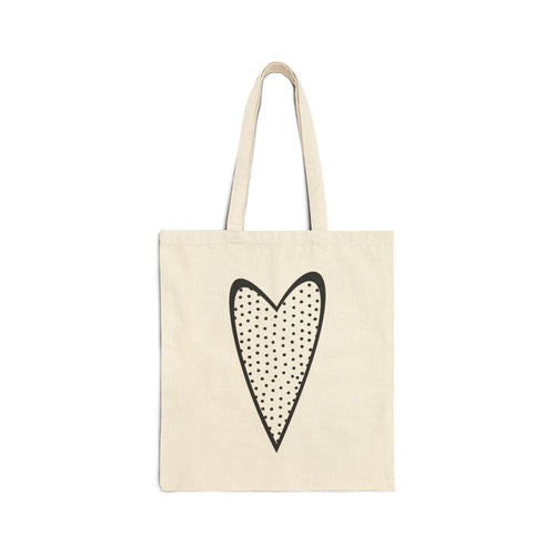 Heart Print Cotton Canvas Tote Bag