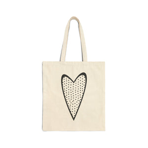 Heart Print Cotton Canvas Tote Bag