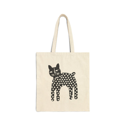 Cat Print Cotton Canvas Tote Bag – Perfect for Cat Lovers